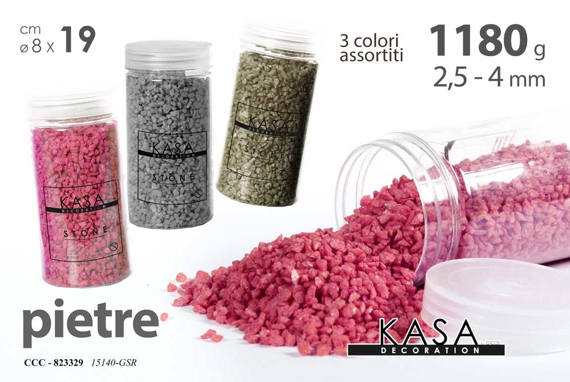 8025569823329 PIETRE DECORATIVE SASSI VASI PIANTE DECOUPAGE EVENTI COLOR ASSOR 2,5-4MM 1180 GR - immagine 1