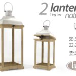 SET 2 LANTERNE PORTACANDELA LANTERNA METALLO LEGNO EVENTI GIARDINO M 72 e 55 cm