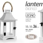 LANTERNA PORTACANDELA TEA LIGHT LEGNO METAL CASA GIARDINO EVENTI BIANCA 36*18 cm