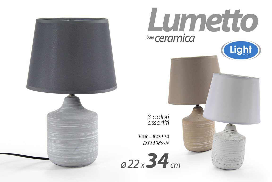 8025569823374 LAMPADA LUMETTO ABAT JOUR DA TAVOLO CAMERA SCRIVANIA CERAMICA COLOR ASSORT 34 cm - immagine 1