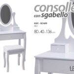 CONSOLLE TAVOLO POSTAZIONE TRUCCO SPECCHIO SGABELLO LEGNO SHABBY 80*40*136CM