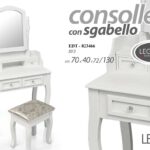 TAVOLO TRUCCO TOLETTE CONSOLLE SGABELO SPECCHIO LEGNO BIANCA SHABBY 70*40*130CM