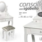 TAVOLO CONSOLLE SPECCHIO SGABELLO TRUCCO SPECCHIERA LEGNO BIANCO 70*40*132 CM