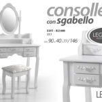 TAVOLO TRUCCO TOLETTE CONSOLLE SGABELO SPECCHIO LEGNO BIANCA SHABBY 90*40*77/146