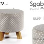 POUF SGABELLO POGGIAPIEDI TONDO MODERNO POUFF PIEDI LEGNO POIS CREMA 28*27cm