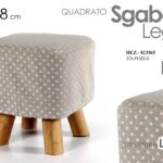 POUF SGABELLO POGGIAPIEDI QUADRATO MODERNO POUFF PIEDI LEGNO CREMA POIS 27*28cm
