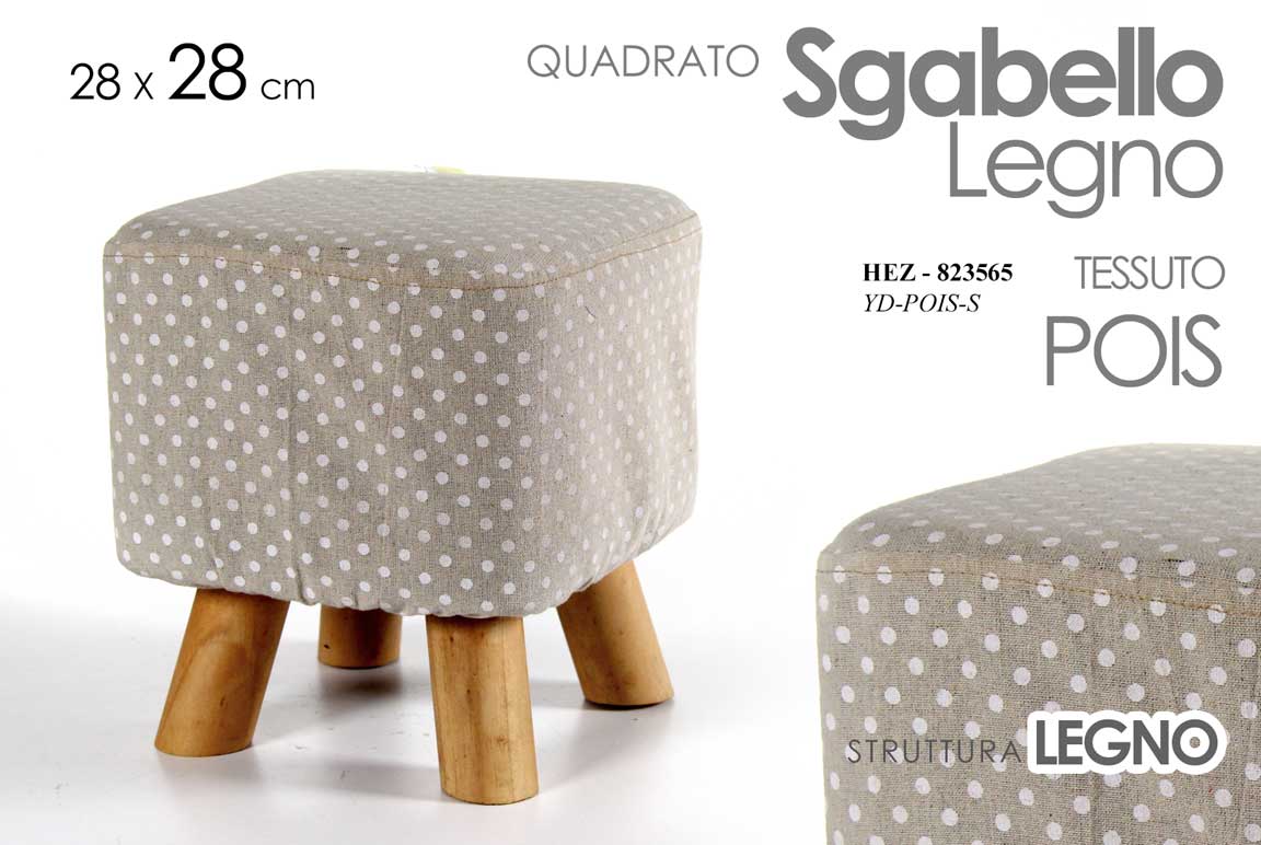 8025569823565 POUF SGABELLO POGGIAPIEDI QUADRATO MODERNO POUFF PIEDI LEGNO CREMA POIS 27*28cm - immagine 1