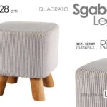 POUF SGABELLO POGGIAPIEDI QUADRATO MODERNO POUFF PIEDI LEGNO CREMA RIGHE 27*28cm