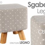 POUF SGABELLO POGGIAPIEDI CUORE QUADRATO CREMA MODERNO POUFF PIEDI LEGNO H27*28