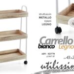 CARRELLO CUCINA PORTA FRUTTA MODERNO 3 CESTE RUOTE UNIVERSALE H 80*43*25 CM