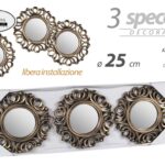 3 SPECCHI DA PARETE CLASSICO MODERNO ACRILICO SPECCHIO ASSORT ORO ANTICATO 25 cm