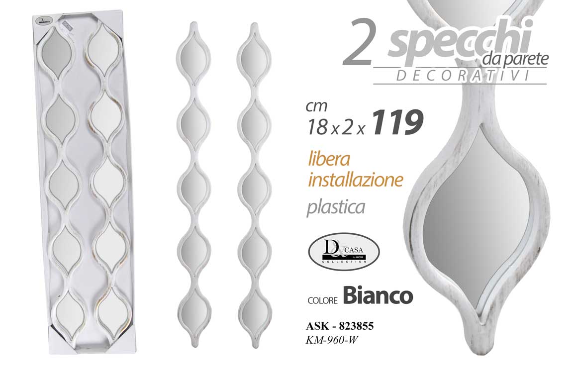 8025569823855 SET 2 SPECCHI 119 cm DA PARETE DECORATIVI SPECCHIO LIBERA INSTALLAZIONE ANTICATO - immagine 1