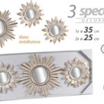 3 SPECCHI DA PARETE CLASSICO MODERNO ACRILICO SPECCHIO BIANCO ORO ASSOR 25/35 CM