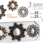 3 SPECCHI DA PARETE CLASSICO MODERNO ACRILICO SPECCHIO BRONZO ORO ASSORT 25/35cm
