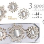 3 SPECCHI DA PARETE CLASSICO MODERNO ACRILICO SPECCHIO BIANCO ORO ASSORT 25/35cm