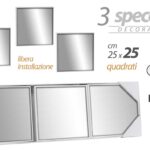 SET 3 SPECCHI DA PARETE DECORATIVI QUADRI SPECCHIO LIBERA INSTALLAZIONE 25cm