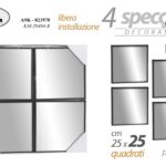 SET 4 SPECCHI DA PARETE DECORATIVI QUADRATI SPECCHIO LIBERA INSTALLAZIONE 25 cm