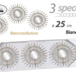 3 SPECCHI DA PARETE CLASSICO MODERNO ACRILICO SPECCHIO BIANCO ORO CHIC 25 cm