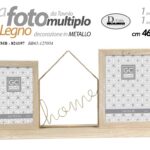 PORTAFOTO MULTIPLO DA TAVOLO CORNICE FOTO HOME 2 POSTI LEGNO MODERNO 46*22 CM