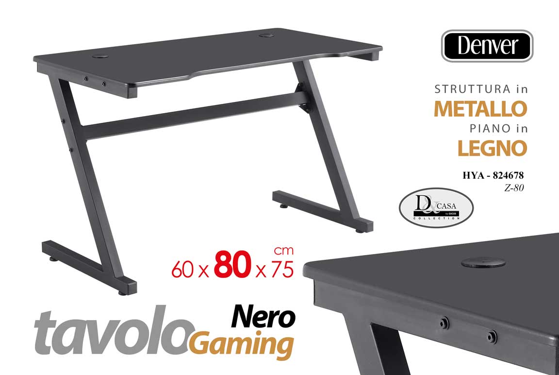 8025569824678 Scrivania Gaming PC Tavolo Gamer Computer Scrivania Ergonomica Gioco 60*80*h75cm - immagine 1