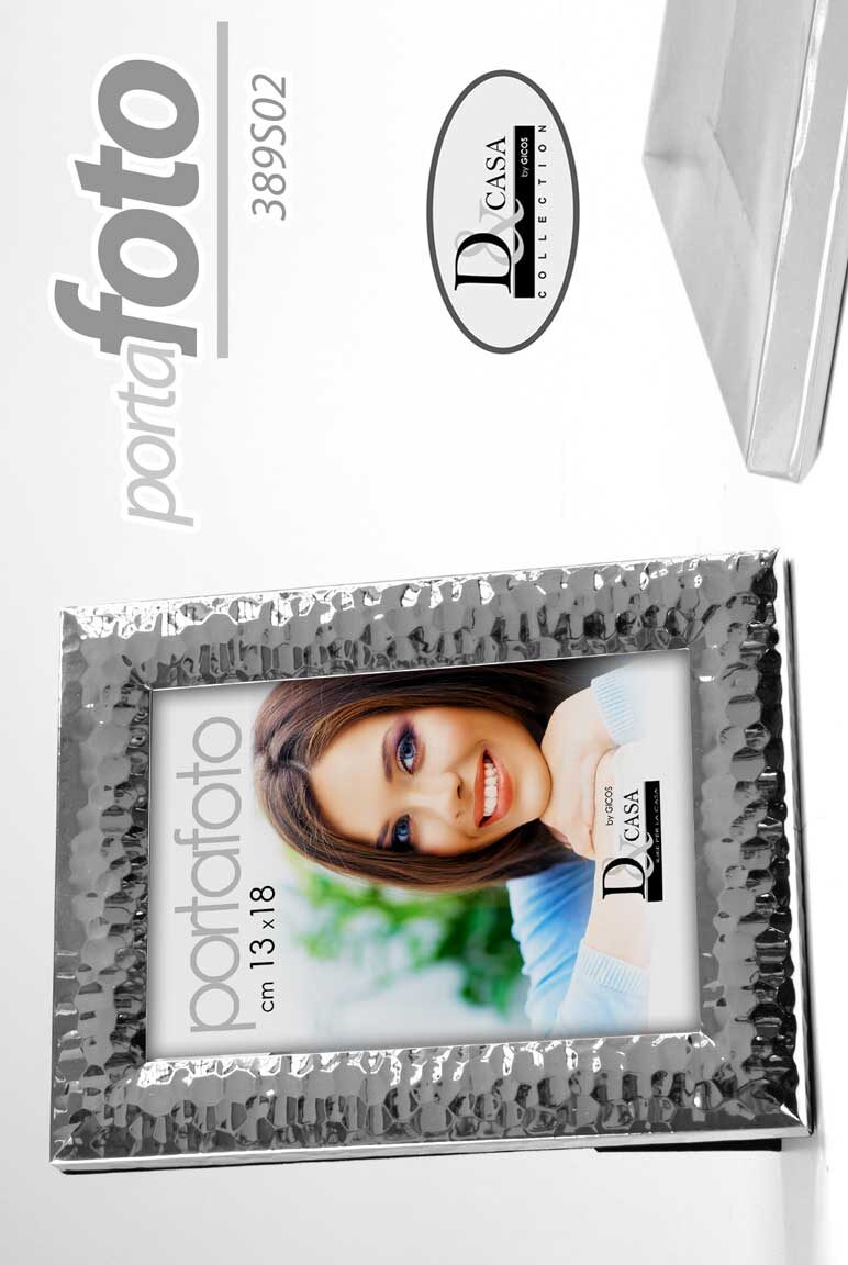 8025569824791 CORNICE PORTAFOTO DA TAVOLO MODERNA CLASSICA COL SILVER ARGENTO MARTELLATO 13*18 - immagine 1