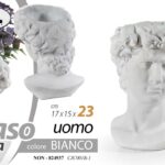 VASO PORTA PIANTE TESTA UOMO CACHEPOT GIOVANE FIORI CLASSICO MODERNO BIANCO 23cm