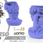 VASO PORTA PIANTE TESTA UOMO CACHEPOT GIOVANE FIORI CLASSICO MODERNO BLU 23*17cm