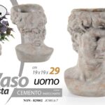 VASO TESTA ANTICATO UOMO RUSTICO PIANTE FIORI CACHEPOT GIOVANE GREZZO 29*19 cm