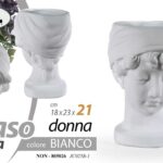 VASO TESTA DONNA CACHEPOT PIANTE FIORI CENTROTAVOLA CLASSICO MODERNO BIANCO 21cm