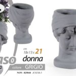 VASO TESTA DONNA CACHEPOT PIANTE FIORI CENTROTAVOLA CLASSICO MODERNO GRIGIO 21cm