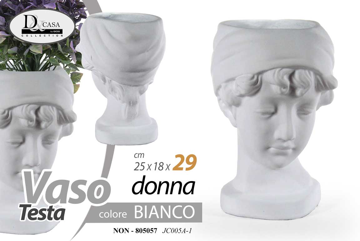 8025569825057 VASO TESTA DONNA VISO DEA PORTA PIANTE CACHEPOT FIORI CLASSICO MODERNO 29*25*18 - immagine 1