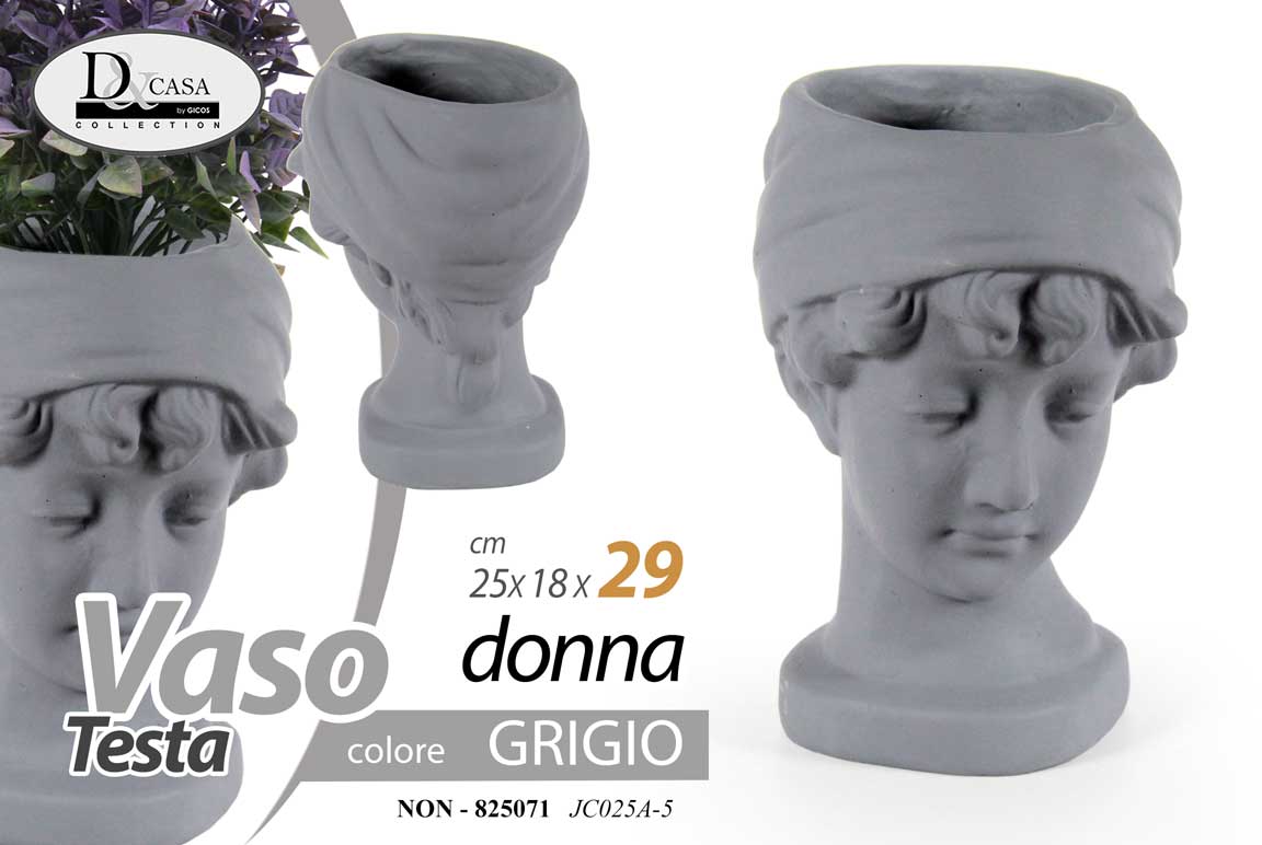 8025569825071 VASO TESTA DONNA VISO DEA PORTA PIANTE CACHEPOT FIORI CLASSICO MODERNO 29*25*18 - immagine 1