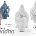 TESTA BUDDHA BUDDA CERAMICA SOPRAMMOBILE DESIGN ORIENTALE ZEN ASSORTITO 20 CM