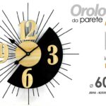 OROLOGIO DA PARETE DECO RADIANTE NUMERI GRANDI LEGNO METAL CLASSICO MODERNO 60*4
