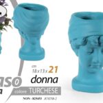 VASO TESTA DONNA CACHEPOT PIANTE FIORI CENTROTAVOLA CLASSICO MODERNO BLU 21cm