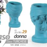 VASO TESTA DONNA VISO DEA PORTA PIANTE CACHEPOT FIORI TURCHESE MODERNO 29*25*18