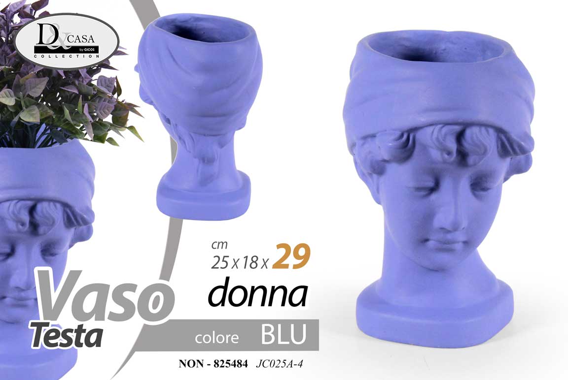 8025569825484 VASO TESTA DONNA VISO DEA PORTA PIANTE CACHEPOT FIORI CLASSICO MODERNO 29*25*18 - immagine 1