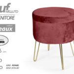 POUF CONTENITORE POGGIAPIEDI SGABELLO METALLO POUFF VELLUTO ROSSO ORO 46*38