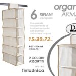 Organizer ARMADIO per BASTONE Guardaroba 6 MENSOLA APPENDIABITI VESTITI 72*15*30