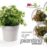 PIANTA FINTA CON VASO BIANCO PIANTINA ARTIFICIALE FIORI FIORE TAVOLO h20*10 cm