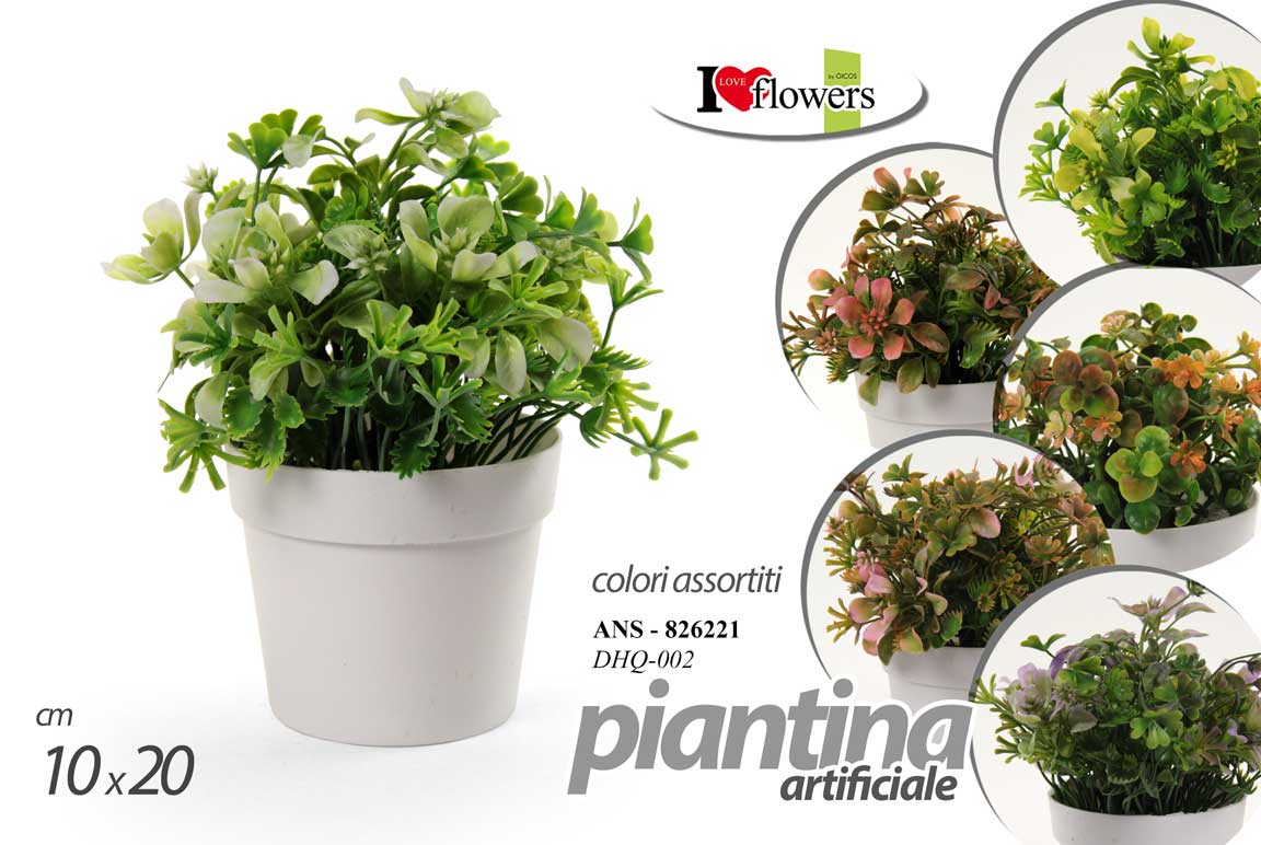 8025569826221 PIANTA FINTA CON VASO BIANCO PIANTINA ARTIFICIALE FIORI FIORE TAVOLO h20*10 cm - immagine 1