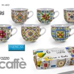 SET 6 TAZZINE Caffè TAZZA SERVIZIO CLASSICO MODERNO COLORATO MEDITERRANEO 90 ML