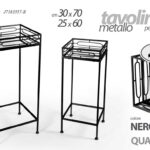 SET 2 TAVOLINI TAVOLO METALLO COLONNINE INGRESSO SALOTTO GIARDINO PIANTE 70-60cm