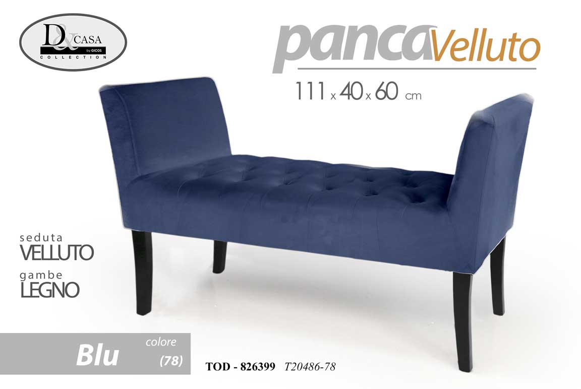 8025569826399 PANCA VELLUTO LEGNO CLASSICA MODERNA CAMERA DA LETTO INGRESSO SALOTTO 111*40*62 - immagine 1