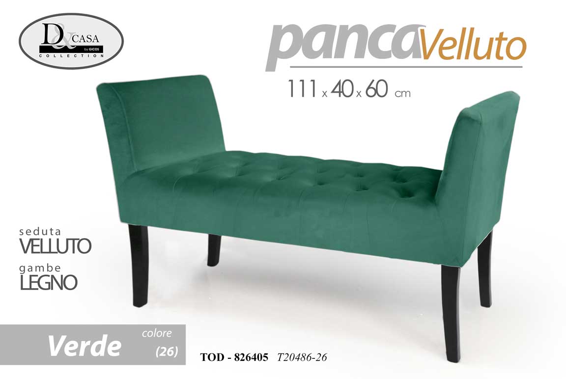 8025569826405 PANCA LEGNO VELLUTO CLASSICA MODERNA SALOTTO CAMERA DA LETTO INGRESSO 111*40*62 - immagine 1