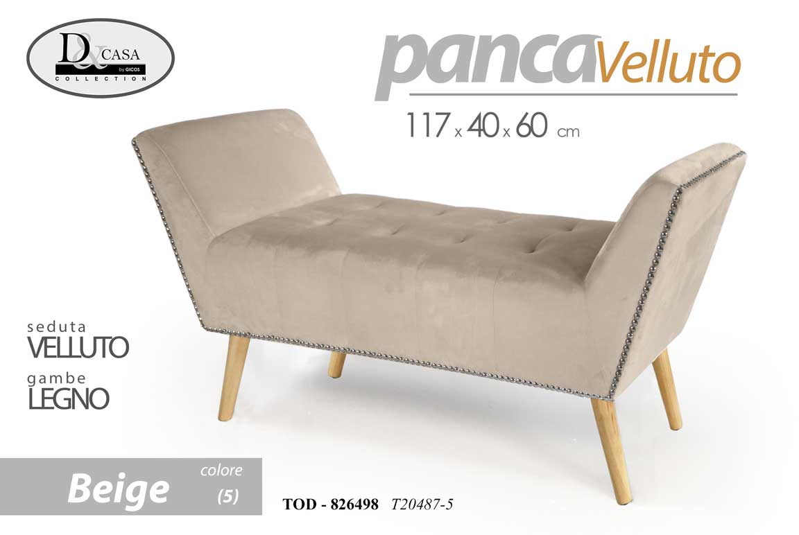 8025569826498 PANCA VELLUTO CLASSICA MODERNA LEGNO CAMERA DA LETTO INGRESSO SALOTTO 117*40*60 - immagine 1
