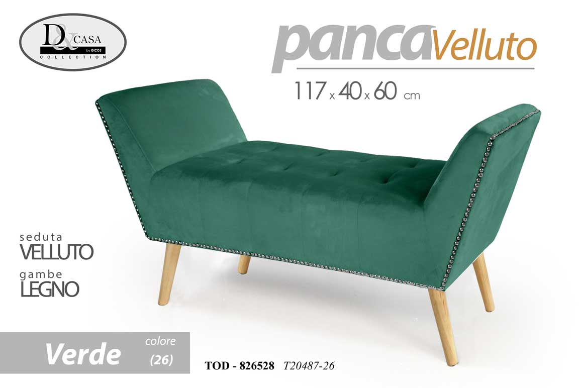 8025569826528 PANCA VELLUTO VERDE CLASSICA MODERNA CAMERA LETTO INGRESSO SALOTTO 117*40*60 cm - immagine 1