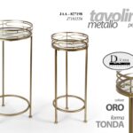 2 TAVOLINI METALLO SET TAVOLO COLONNINE INGRESSO SALOTTO PORTA PIANTE 70-60cm