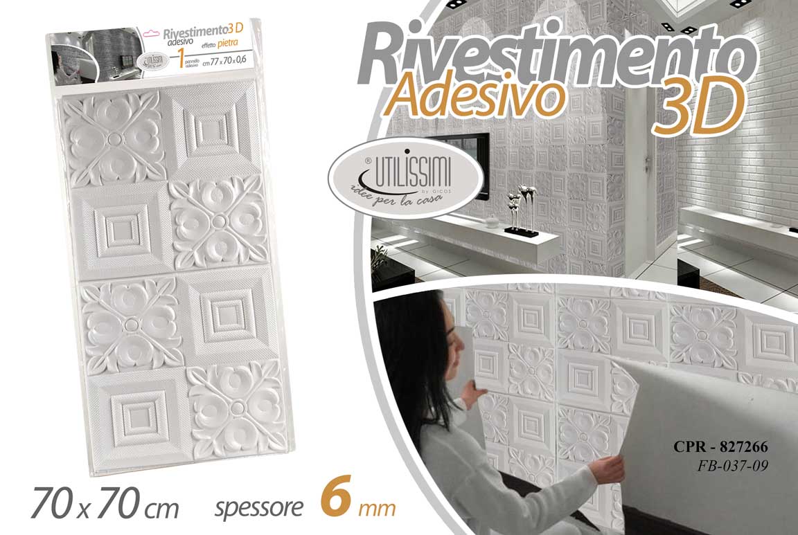 8025569827266 Rivestimento adesivo 3d pannello parete muro decorativo moderno schiuma 70*70 cm - immagine 1
