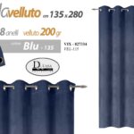 TENDA ARREDO Finestra Porta Interno AD ANELLI MODERNA VELLUTO BLU 135*280 CM